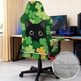 thumbnail image 4 of SCRAWLGOD St. Patrick's Day Cat Four Leaf Clover Green 4 Pieces Office Computer Game Chair Slipcovers Stretchy Covers for Reclining Racing Gaming Chair Elastic Gamer Chair Cover with Armrest Covers, 4 of 7