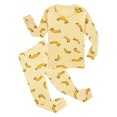 thumbnail image 2 of WIBACKER Toddler Kids Little Girls Cotton Long Sleeve Pjs Set Daily Banana Print 2-Pieces Sleepwear, 2 of 10