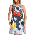 thumbnail image 1 of Fotbe Astronaut And Space Vestido de Verano sin Mangas para Mujer – Vestido Midi Línea A, Estilo Camiseta Floral, Vestido Playero Casual y Fluido, 1 of 7