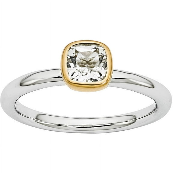 White Topaz Sterling Silver with Gold-Plate Ring