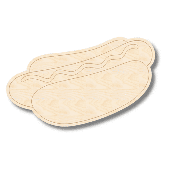 Unfinished Wood Etched Hot Dog Shape 14" / 1/8"