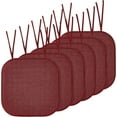 thumbnail image 2 of Elegant Comfort Chair Cushion Covers with Ties and Non Skid Rubber Backing-Thick Memory Foam - Soft Cushion Pad- Rounded Square Seat Cover-16 x 16 Inches-Honeycomb Textured Pattern, Set of 6, Burgundy, 2 of 5