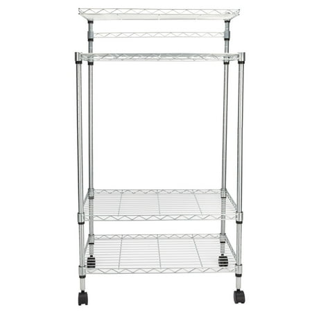 A Baker Bar Clearance! Storage Carts, SEGMART 4-Tier Kitchen Island On Wheels, Heavy Duty Storage Shelves with 2-Tier Shelves, 2 Top Shelf, Hanging Bar, Metal Bakers Rack Holds up to 176 lbs, Q1524 ()