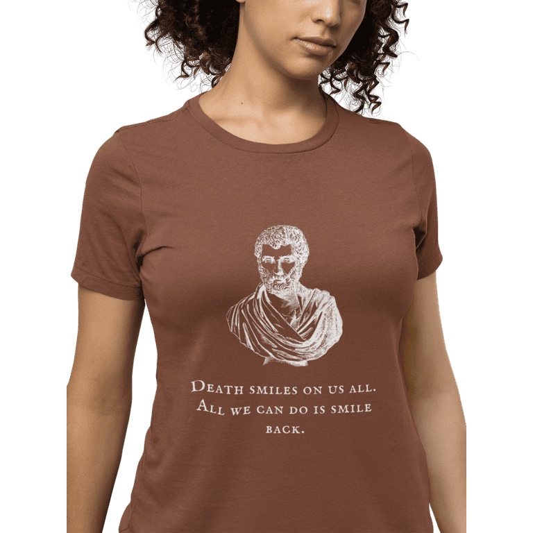kiMaran Philosophy T-Shirt Quote by Marcus Statue Art Short Sleeve Tee (Chestnut XL) -
