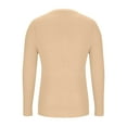 thumbnail image 3 of SERTG Men's Solid Color Plush Knit Sweater Fall Winter Thermal Warm Thickened Round Neck Long Sleeve Fleece Lined Tops Parent Sweaters(Beige,L), 3 of 4