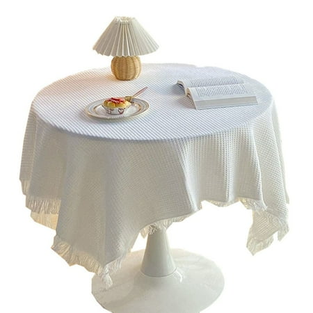 

Round Table Cotton And Linen Tablecloth Light Luxury Tassel Tablecloth Table Mat