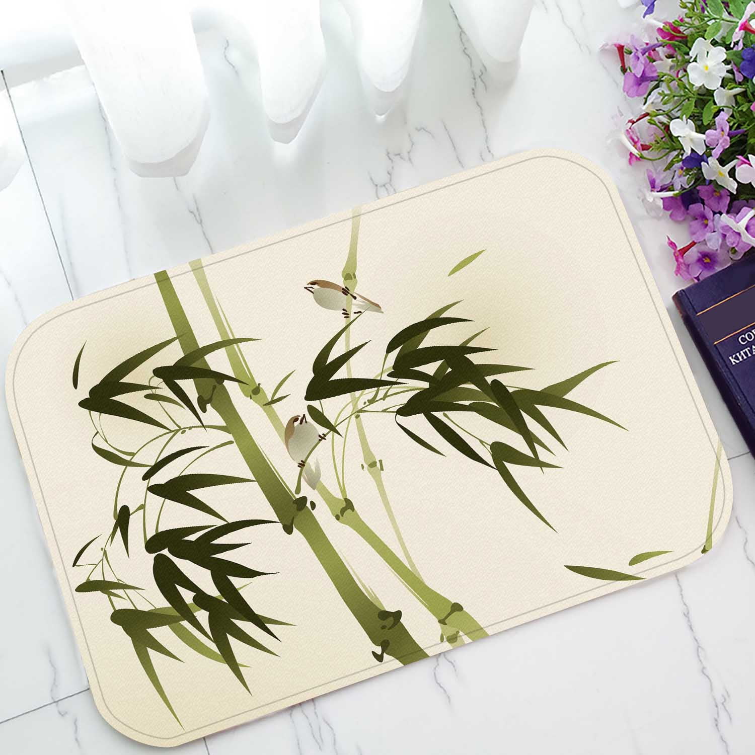 PKQWTM Oriental Style Painting Bamboo Branches Home Decor Floor Mat Area Rug Doormat Size 15