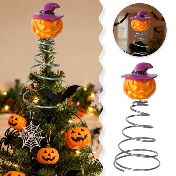 Spooky Halloween Tree Topper Miniature Pumpkin Topper Mini Christmas Ornaments for Halloween Party Decor DIY Holiday Festival Scary Celebration and Themed Home Decoration