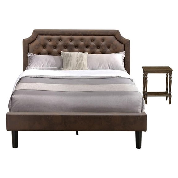 East West Furniture Granbury 2-Piece Wood Queen Bedroom Set in Dark Brown