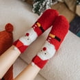 thumbnail image 5 of Odeerbi Christmas Socks for Women 2025 Coral Velvet Mid-Calf Socks Christmas Santa Snowman Plush Stocking Winter Thickened Warm Faux Furry Socks Red, 5 of 8
