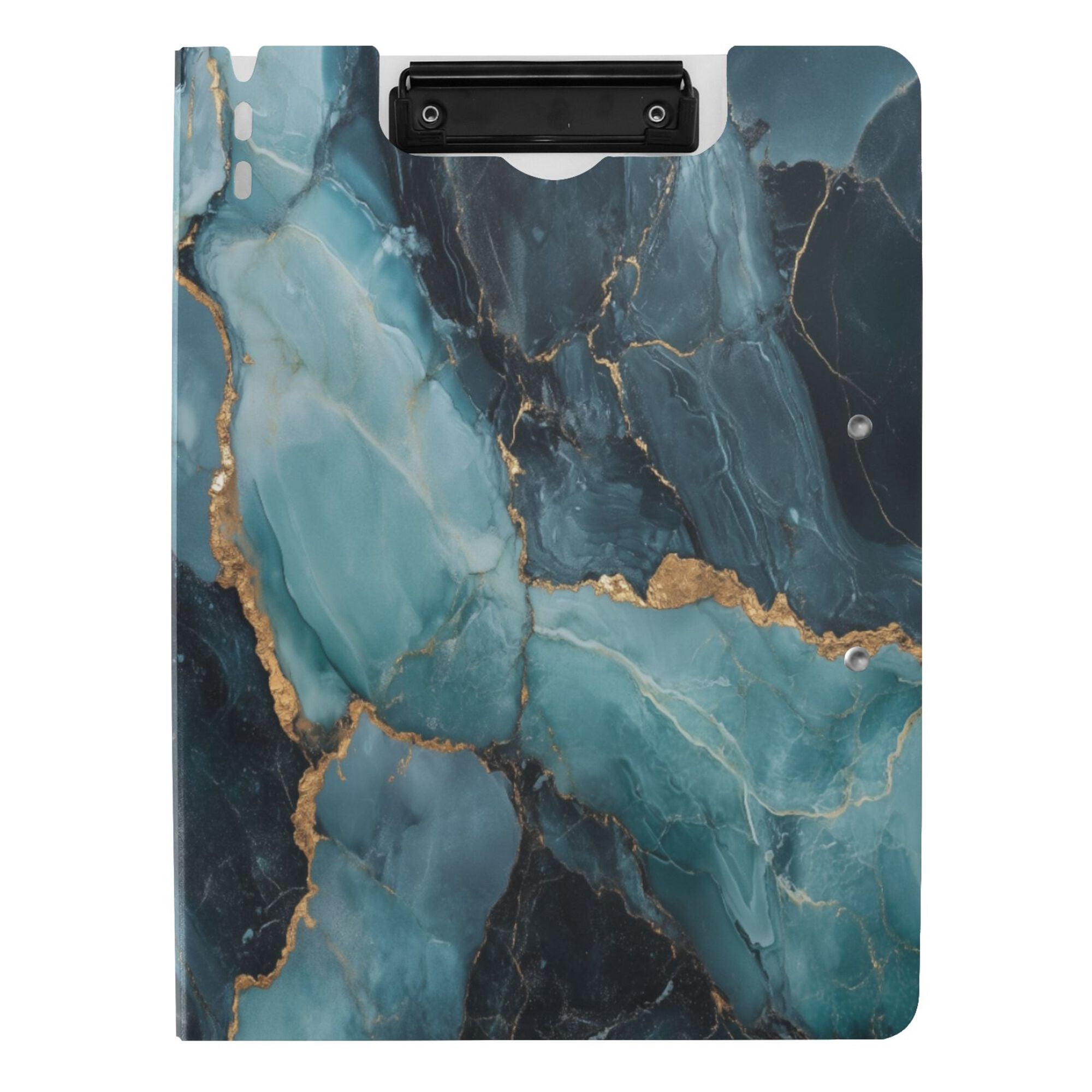 FORMRS A4 Clipboard Folder with Pen Holder Horizontal Foldable School Office Binder, Black Marble