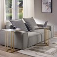thumbnail image 2 of ROSEN GARDEN Table d'Appoint en Forme de C, Table à Collation avec Plateau en Faux Marbre et Cadre en Métal, Support pour Café pour Portable, Mobilier Moderne (Or, 2 Pcs), 2 of 5