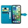 thumbnail image 7 of Feishell Embossed PU Leather Wallet Phone Case for Apple iPhone 15,Full Protection Magnetic Clasp Flip Stand Card Slots Shockproof Protective Cover with Hand Strap,Blue, 7 of 7