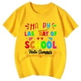 thumbnail image 4 of MIXUE Kids Girls Tops & T-Shirts Summer Back To School Letter Print Round Neck Short Sleeve Loose Casual Tshirts Outwear,Yellow,5-6 Years, 4 of 4