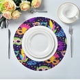 thumbnail image 3 of SKYSONIC Mardi Gras Round Placemats for Dining Table Non-Slip Heat-Resistant Polyester Table Mats Set of 6 Washable Table Mats for Kitchen Dining Table Decoration, 3 of 5