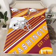 thumbnail image 3 of Football City Twin Bed Sheets Set American Football Sheets Birthday Gifts for Men Sports Football Fans Sheet Set Geometry Striped Bed Set 3Pcs,Brick-Red Yellow(Washington), 3 of 6