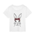 thumbnail image 1 of MIASHUI T-Shirt à Manches Courtes pour Tout-Petits, Imprimé Lapin de Pâques, Blanc, 5-6 Ans, 1 of 3
