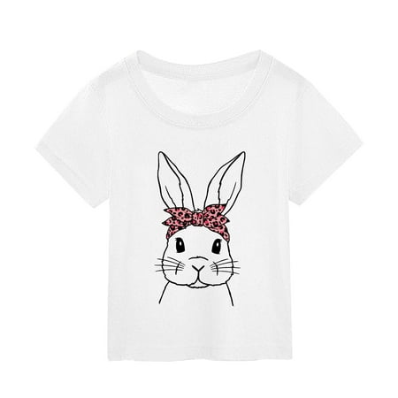 

Toddler Summer Tshirts Children Party Cartoon Bunny Printed Short Sleeve T-Shirt For Boys Girls Festival Out Wear Top Stylish Child Dailywear