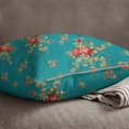 thumbnail image 5 of S4Sassy Cotton Poplin 1 Pair Teal Green Floral Print Square Pillow Case Cushion Cover-14 x 14 Inches, 5 of 5