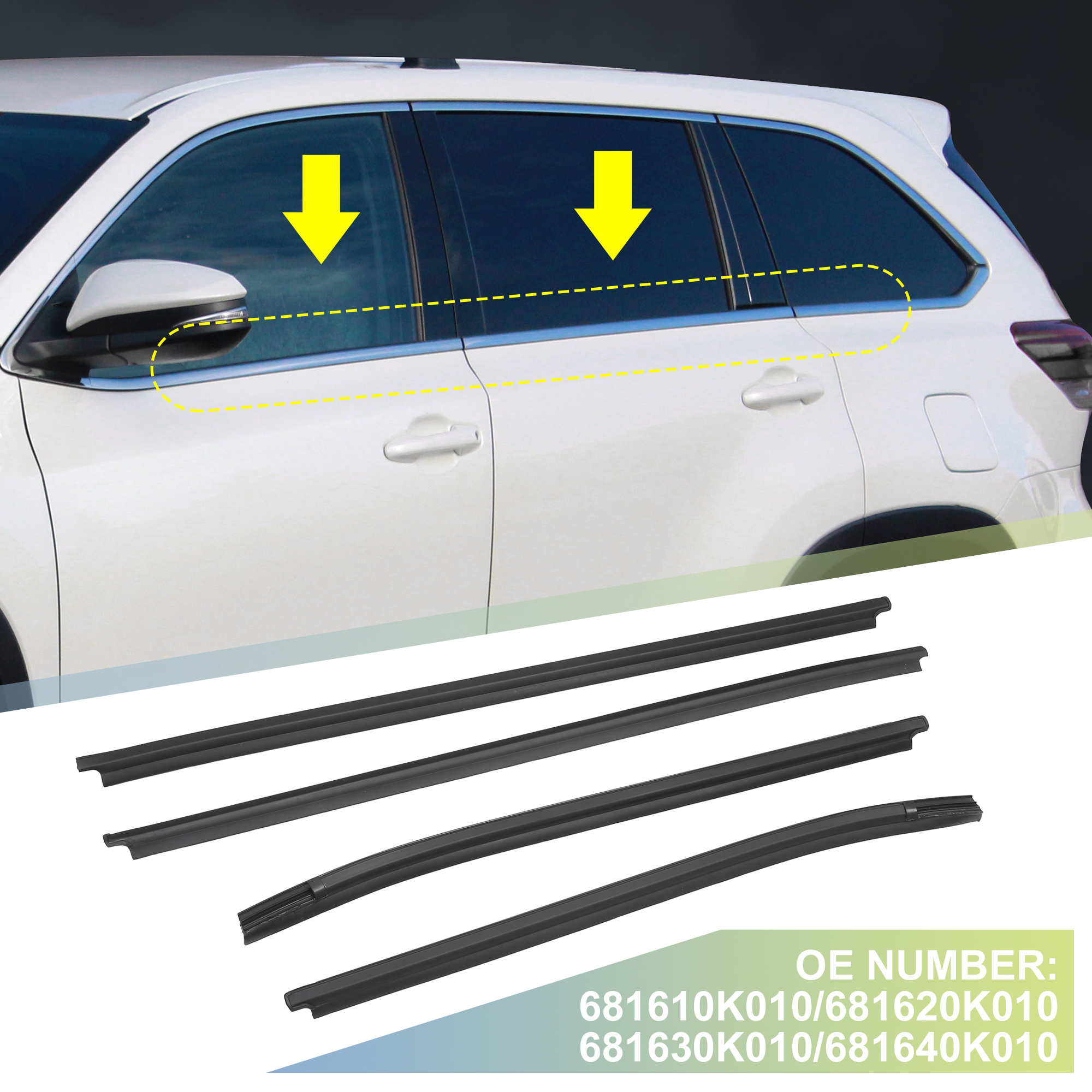 Unique Bargains 4Pcs Window Glass Seals Door Belt Weatherstrip for Toyota Hilux