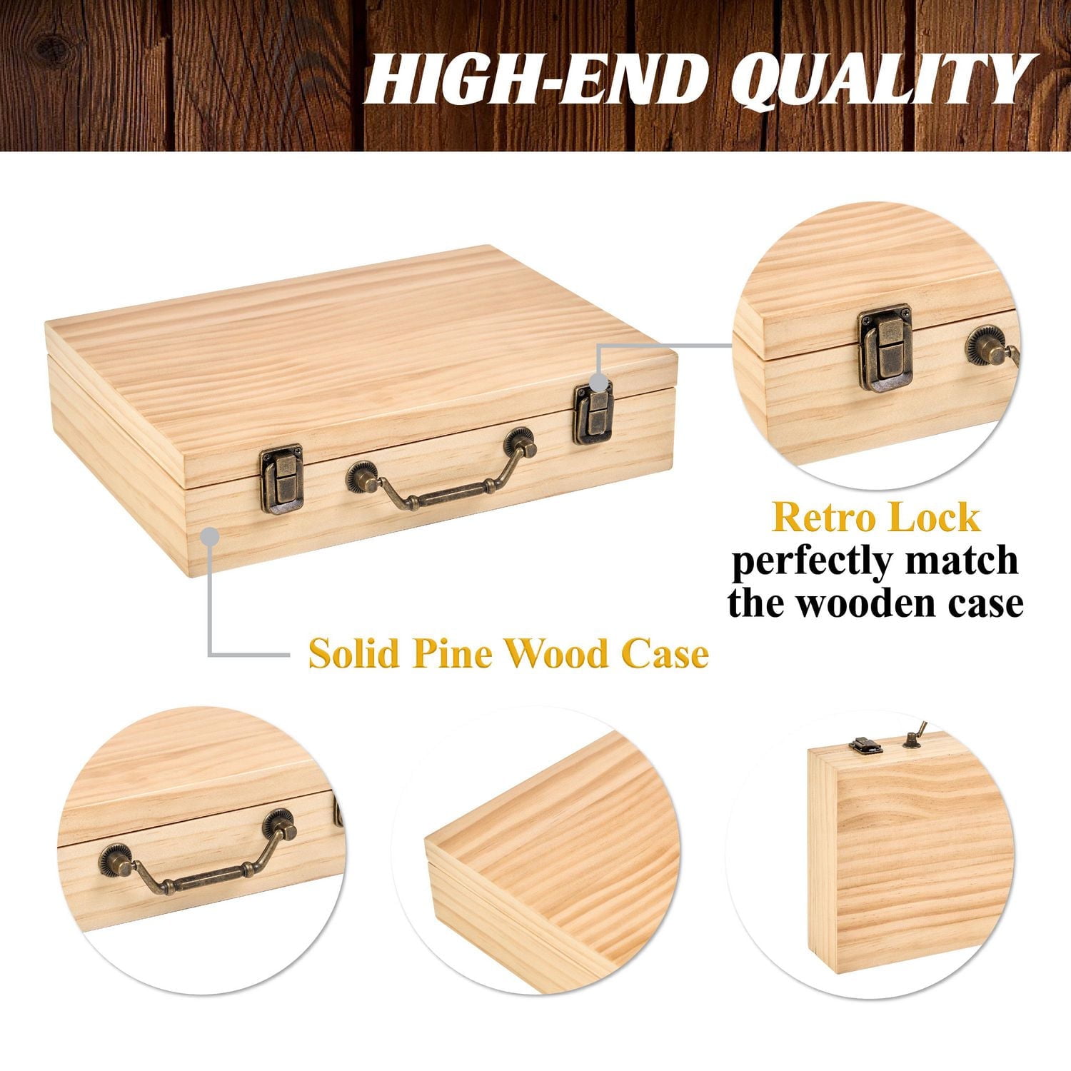 Barrington Billiards Jeu de jetons de poker 200 pièces avec étui et cartes en bois de pin, poids des jetons 11 g