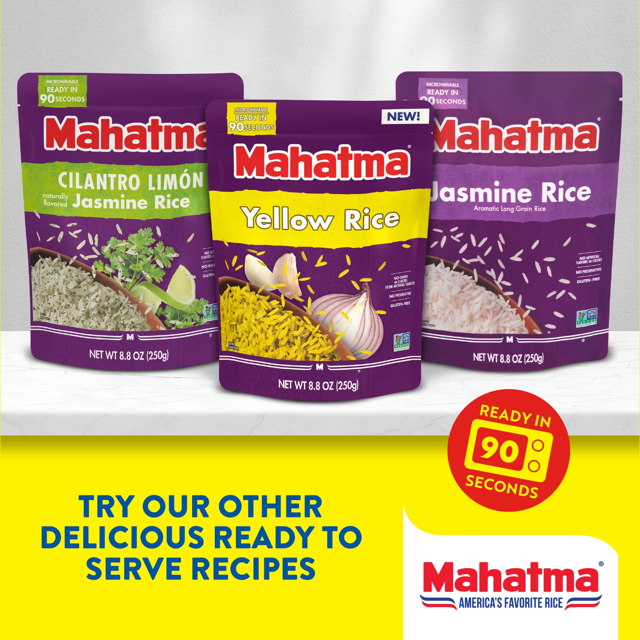 (8 pack) Mahatma Authentic Saffron Yellow Rice, Seasoned Rice with Spices, Gluten Free, 16 oz Bag