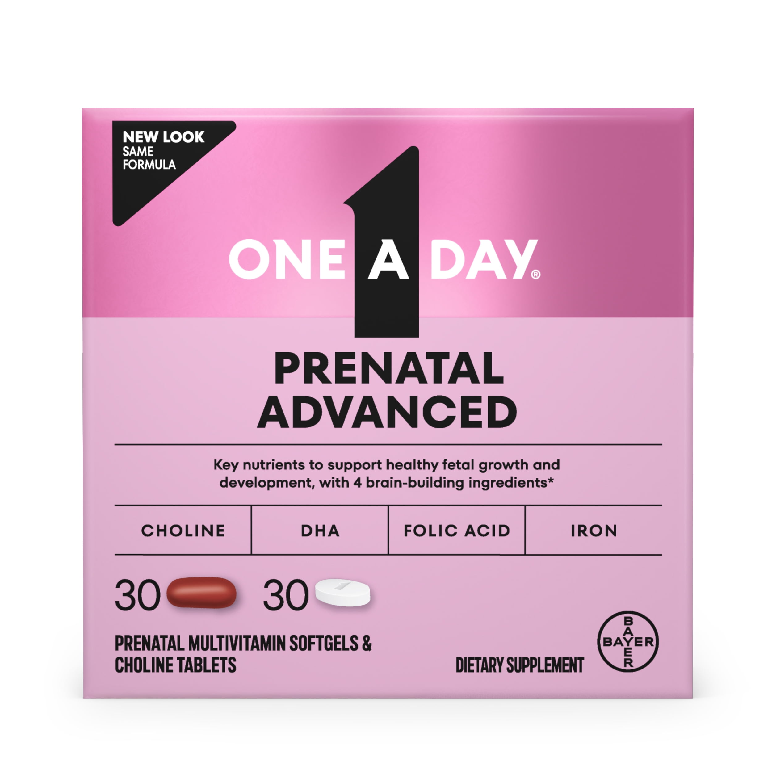 One A Day Prenatal Advanced, Prenatal Vitamins with Folic Acid, Pregnancy Vitamins for Women, 30+30 Count