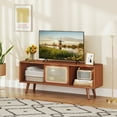 thumbnail image 3 of Yardi Yarda Modern TV Stand with Rattan Glass Sliding Doors, Brown, 3 of 11