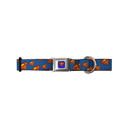Superman Dc Comics Superhero Clic Logo Repeating Blue Seatbelt Pet Dog Collar