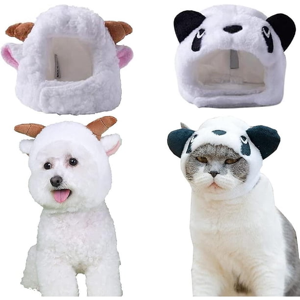 Paquete de 2 divertidos disfraces de mascotas para gatos y perros pequeños, disfraz de gato, sombrero, tocado, Cosplay