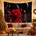 thumbnail image 3 of Red Peony with Pearls on Dark Water, Romantic Gothic Illustration, Valentine's Day Gift for Flower Lovers, Botanical Wall Art, Tapestry Wall Hanging for Bedroom and Living Room, 3 of 7