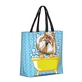 thumbnail image 2 of Naloa Dog Takes a Bath in the Bathtub Tote Bag for Women, Foldable Tote Bag With Zipper, Large Shoulder Bag, Top Handle Handbag for Travel, Work, Shopping, 2 of 9