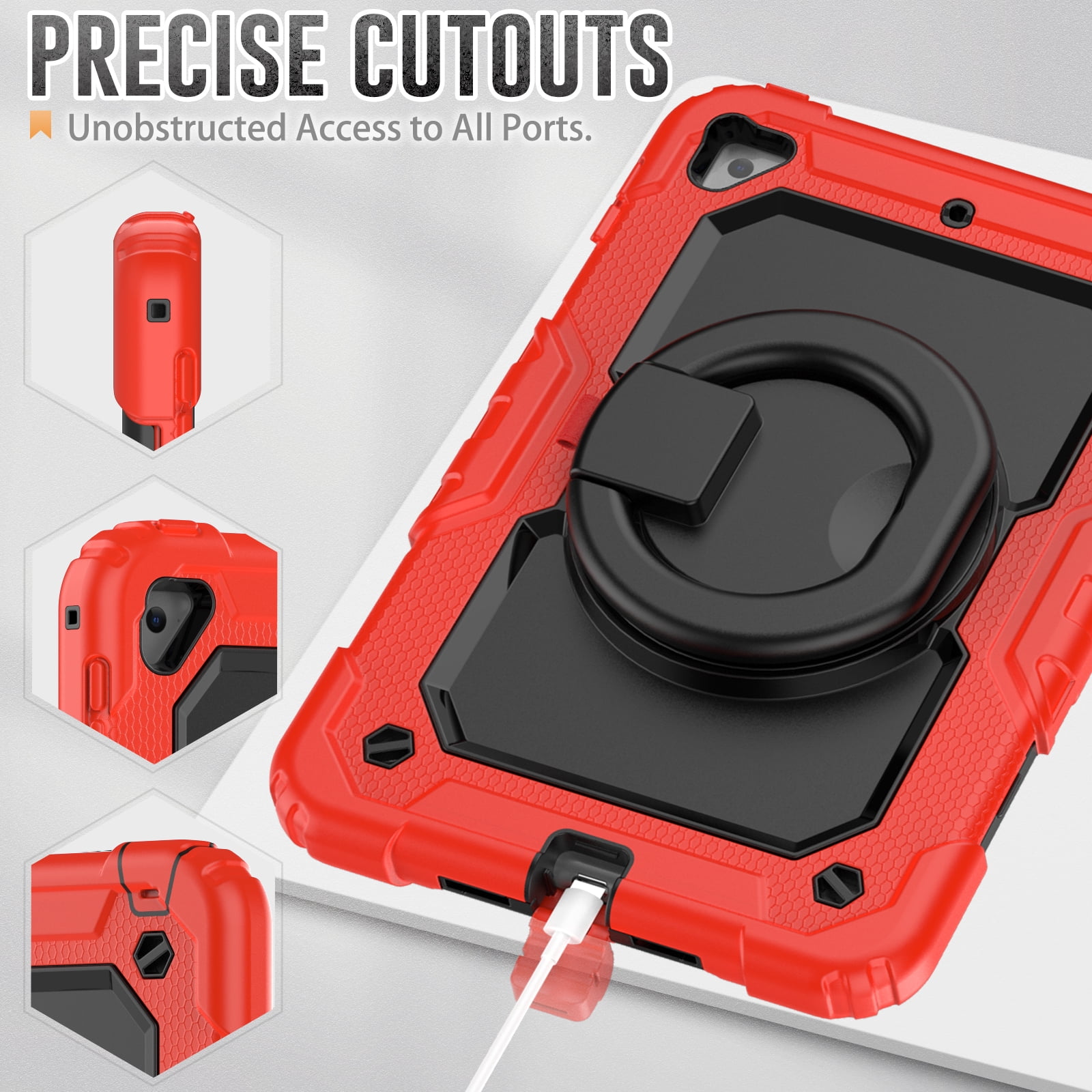 Dteck iPad mini 5 Case / iPad mini 6 Case with Built in Screen Protector, Child Proof Heavy Duty Shockproof Kids Case with Rotating Stand Handle Pencil Holder for iPad mini 5/4 7.9", Red