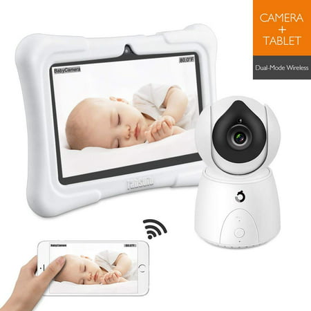 [Upgraded] Dragon Touch Future 1 Video Baby Monitor with 7 Inch IPS LCD Touch Screen Tablet, Temperature Monitoring, Remote Pan-Tilt, Lullaby, Night Vision, Two Way Audio Wireless Baby