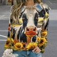 thumbnail image 2 of Sweatshirt For Womens Crewneck Farm Cows Hoodies Teen Girls Cute, 2 of 7