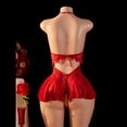 thumbnail image 4 of AESKEIA Women's Halter Neck Lace Bodysuit - Sheer and Backless Romper Lingerie Red XL, 4 of 8
