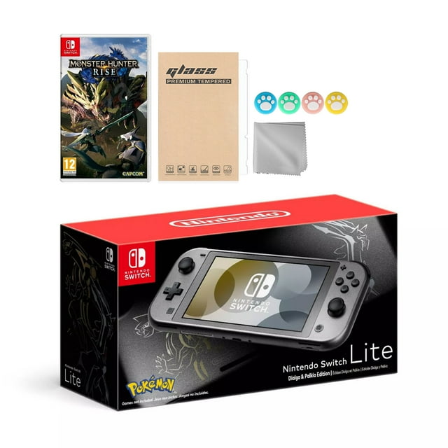 Nintendo Switch Lite Pokemon Dialga & Palkia Édition Limitée avec Monster Hunter : Rise et Accessoires Mytrix NS Ensemble de Disques de Jeu Meilleur Cadeau des Fêtes