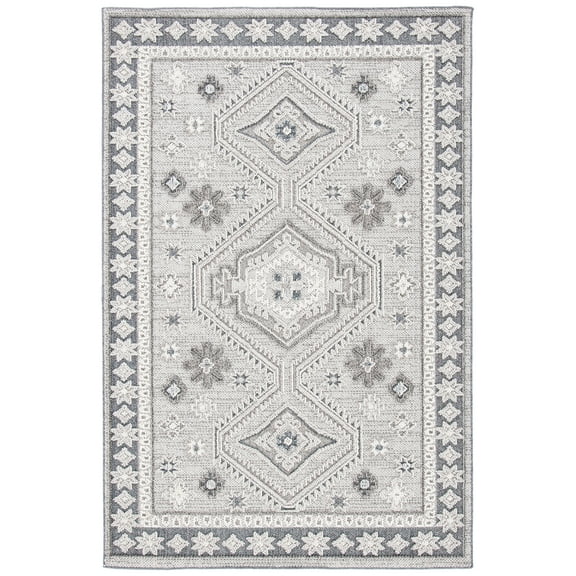 SAFAVIEH Global Marilou Abstract Indoor/Outdoor Area Rug, Light Grey/Dark Grey, 8' x 10'