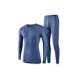 thumbnail image 1 of Jumpingount Invierno otoño hombres estilo casual conjunto de ropa interior térmica cálido transpirable cuello Tops pantalones Kit ropa Ropa interior Azul marino 3XL, 1 of 6