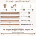thumbnail image 6 of OLV Boho Curtain Rods 36-88" Heavy Duty with Wood Grain Leaf Finial,Burlywood, 6 of 9