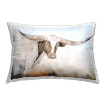 Stupell Industries Abstract Longhorn Cow Decorative Printed Throw Pillow, 14 x 20