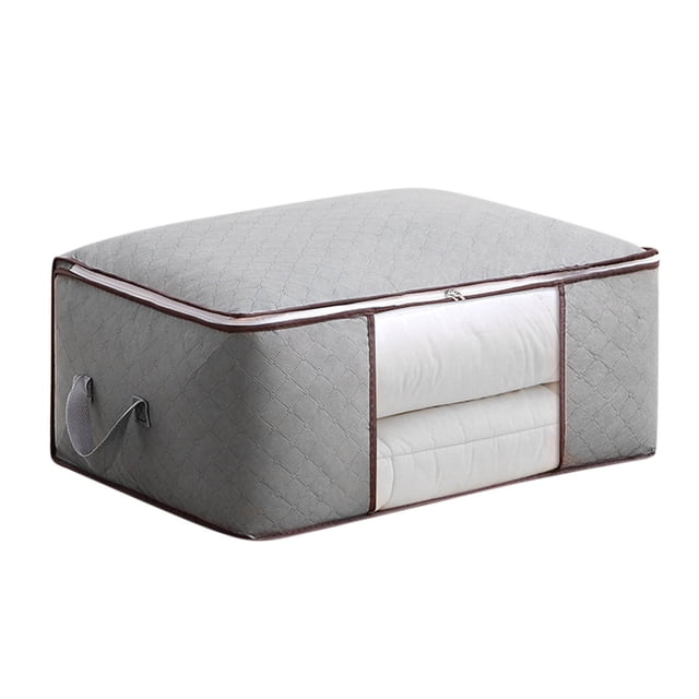 Fiudx Bolsa de Almacenamiento, Orgánica Organizable, Caja de Mantas de Tela Gruesa, Soporte Transparente para Colchas con Ventana, Ideal para Armarios y Dormitorios, Solución para Dormitorios, Diseño