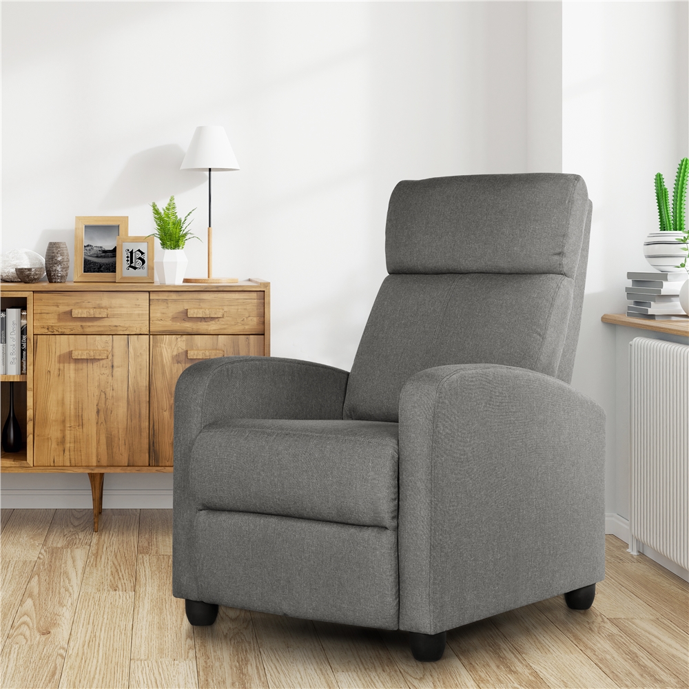 Renwick Fabric Push Back Theater Recliner, Gray photo 2