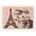 thumbnail image 1 of Eiffel Tower Bath Mat, Paris Eiffel Tower Bakery Delicious Croissant Traditional Floral Design, Non-Slip Plush Mat Bathroom Kitchen Laundry Room Decor, 29.5 X 17.5 Inches, Pink Dark Brown, Ambesonne, 1 of 2