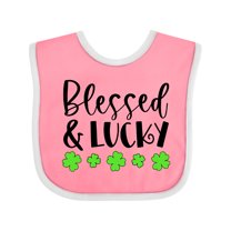 Inktastic Blessed and Lucky 4 Leaf Clovers St. Patrick's Day Boys or Girls Baby Bib