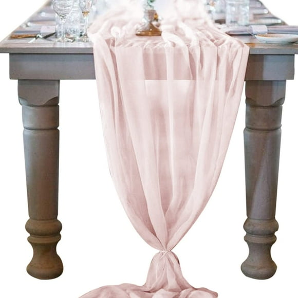 Socomi Chemin de Table en Chiffon Rose Blush 10 Pieds 29x120 Pouces, Décoration de Mariage, Action de Grâce, Noël, Douche Nuptiale
