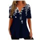 thumbnail image 2 of ICHUANYI ClearanceWomen's Fashion V-neck Print Casual Loose Short Sleeve Top Short Sleeve V-neck Top/Shirt(Navy, S) ICHUANYI WER20232080503787, 2 of 5