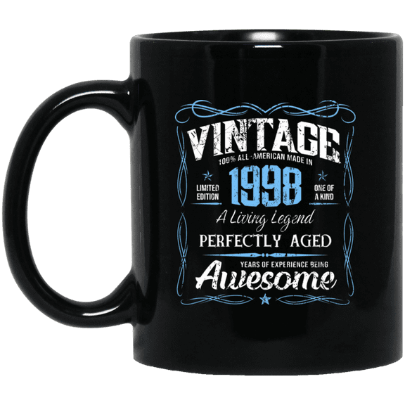 Classic Birthday Made In 1998 28 Years Old 28th Bday Gift Mug, 15oz Black Coffee Mug