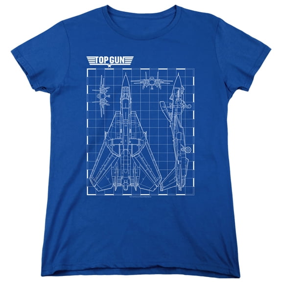Top Gun Schematic Women's T Shirt, Royal Blue, 2X-Large