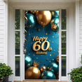 thumbnail image 4 of LUUFILx Happy 60th Birthday Banner Backdrop Decoration for Birthday Party Supplies Photography Props Blue Gold Balloon Background Decor, 4 of 8